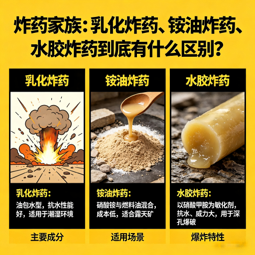 大观炸药家族：乳化炸药、铵油炸药、水胶炸药到底有什么区别？